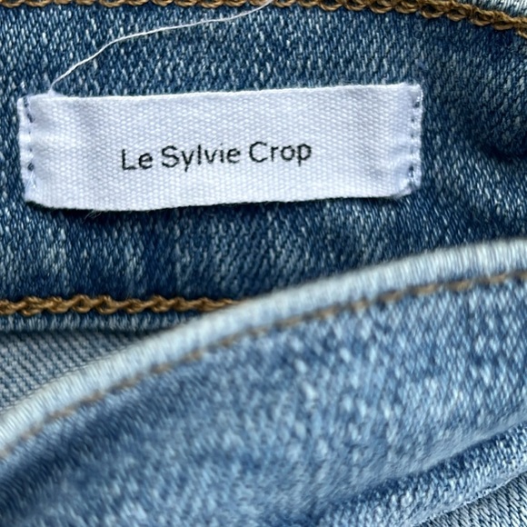 FRAME Le Sylvie High Waist Raw Hem Crop Jeans Overturn Wash Waist 27 - Picture 4 of 12